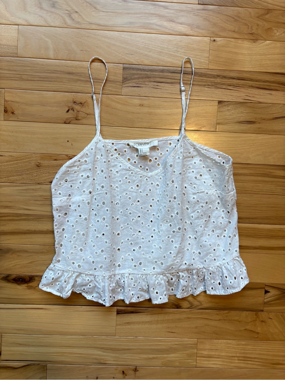 Forever 21 White Eyelet Cropped Tank